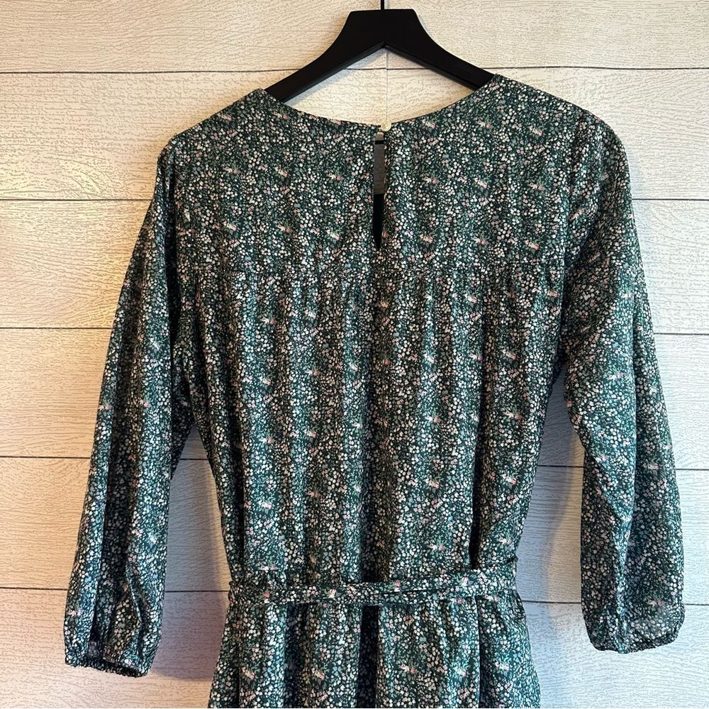 Trovata Birds Of Paradis Nia Short Tiered Dress Moss Ditsy Floral Green Medium - Picture 10 of 11